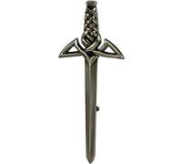 Mens Kilt Pin Modern Claymore Celtic Sword in Antique Silver Finish