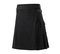 Mens Kilt Utility Scottish Traditional Highland Dress Pleated Buckle Straps Kilts with Pockets Vintage Gothic Pleated Skirts Medieval Steampunk Cargo Skirt Punk Checked Fancy Dress (42-Grey, XXL)