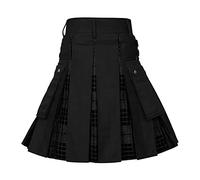 Mens Kilts Utility UK | Pride of Scotland Kilt Mens Skirt Pants with Adjustable Buckle Traditional Pleated Skirts Vintage Artan Trousers Kendo Gothic Trousers Classic Durable Loose Trousers Grey