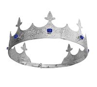 Mens King Crown Adjustable Headdress Full Round Crown For Wedding Birthday Prom Costume Party Accessories, M, Alloy, Crystal