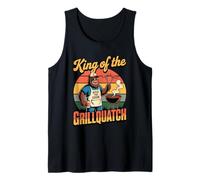 Mens King of The Grillquatch Funny Bigfoot BBQ Grilling Dad Tank Top