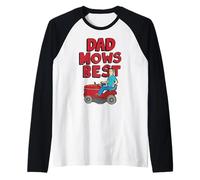 Mens King of The Hill Father's Day Dad Mows Best Hank Rides Mower Raglan Baseball Tee