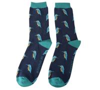 Men's Kingfisher Bird Socks 7-11 Gift 1 Pair Navy Blue Green | Bamboo Cotton Blend, Boys, Unisex Large, Birds Christmas Gift