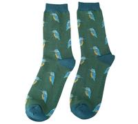 Men's Kingfisher Bird Socks 7-11 Gift 1 Pair Navy Blue Green | Bamboo Cotton Blend, Boys, Unisex Large, Birds Christmas Gift