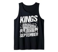 Mens Kings are Born in September Birthday Tank Top