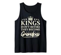 Mens Kings Don't Retire They Become Grandpas Funny New Granddad Tank Top