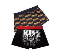 Mens Kiss 2 Pack Boxer Shorts Black Print