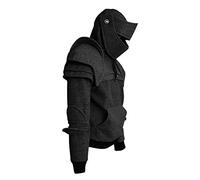 Mens Knight Hoodies,Costume Winter Drawstring Rider Hooded Black Grey