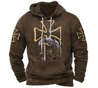 Men's Knight Templar Hoodies Crusader Warrior 3D Printed Hooded Jacket Coat Long Sleeve Casual Sweatshirt with Pockets