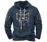 Men's Knight Templar Hoodies Crusader Warrior 3D Printed Hooded Jacket Coat Long Sleeve Casual Sweatshirt with Pockets
