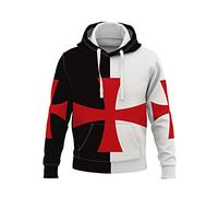 Men's Knights Templar Hoodie Crusader Printed Pullover - Vintage Medieval Armour Hoodie Sweatshirt with Pocket