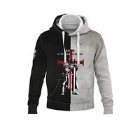 Men's Knights Templar Hoodie Crusader Printed Pullover - Vintage Medieval Armour Hoodie Sweatshirt with Pocket