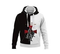 Men's Knights Templar Hoodie Crusader Printed Pullover - Vintage Medieval Armour Hoodie Sweatshirt with Pocket