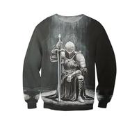 Men's Knights Templar Print Long Sleeve T-Shirt Sweatshirt 3D Printed Round Neck Pullover Sweater