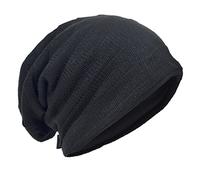 Men's Knit Beanie Slouch Baggy Skull Cap Vintage Long Hip-hop Winter Hat (Ruga-Black)