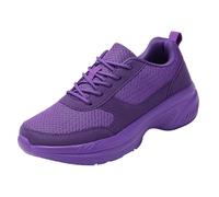Mens Knit Mesh Breathable Trainers Slip on Sneakers Wide Fit Orthopedic Platform Running Shoes Lightweight Casual Arch Support Platform Trainers Summer Tennis Joggers Boots (3-Purple, 7)