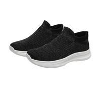 Mens Knit Mesh Breathable Trainers Wide Fit Orthopedic Sneakers Slip on Platform Running Shoes Lightweight Casual Arch Support Trainers Tennis Joggers Boots Backpacking Footwear (3-White, 6.5)
