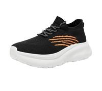 Mens Knit Mesh Trainers Slip on Platform Walking Shoes Wide Fit Sneakers Breathable Orthopedic Running Shoes Men Casual Outdoor Garden Working Footwear Gym Trainers Hiking Boots (Orange-2, 7.5)