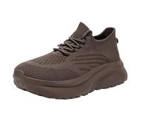 Mens Knit Mesh Trainers Slip on Platform Walking Shoes Wide Fit Sneakers Breathable Orthopedic Running Shoes Men Casual Outdoor Garden Working Footwear Gym Trainers Hiking Boots (Coffee-2, 5.5)