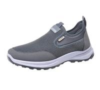Mens Knit Mesh Trainers Slip on Platform Walking Shoes Wide Fit Sneakers Breathable Orthopedic Running Shoes Men Casual Outdoor Garden Working Footwear Gym Trainers Hiking Boots (Grey-3, 6)