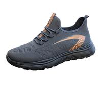 Mens Knit Mesh Trainers Slip on Walking Shoes Wide Fit Sneakers Breathable Orthopedic Platform Running Shoes Men Casual Working Footwear Outdoor Gym Trainers Hiking Boots (Grey-1, 7.5)
