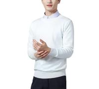 Men's Knit Sweater Classic Comfortable Warm Long Sleeves Pullover Casual Fashion Solid Color Knitwear B-White XXL