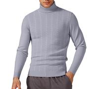 Men's Knit Sweater Winter Pullover High Roll Neck Slim Fit Narrow Fit Jacquard Knit Warm for Cold Weather Casual Outings Business Top Long Sleeve for Daily Wear M-3XL (Light Gray, M)