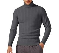 Men's Knit Sweater Winter Pullover High Roll Neck Slim Fit Narrow Fit Jacquard Knit Warm for Cold Weather Casual Outings Business Top Long Sleeve for Daily Wear M-3XL (Grey, XXXL)
