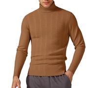 Men's Knit Sweater Winter Pullover High Roll Neck Slim Fit Narrow Fit Jacquard Knit Warm for Cold Weather Casual Outings Business Top Long Sleeve for Daily Wear M-3XL (Coffee, XXXL)