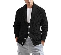 Men's Knitted Cardigan Mens Cardigan Sweaters Shawl Collar Slim Fit Knitted Button Cardigan Sweater Open Front Rib Knitted Cardigan Jackets