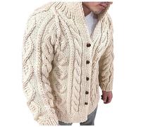 Mens Knitted Cardigan Outerwear Chunky Knitted Jacket Long Sleeve Cable Knit Cardigan Casual Shawl Collar Buttoned Knitwear Overcoat Winter Outerwear Business Casual Dress Sweater