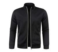 Mens Knitted Cardigan Slim Fit Cable Knitted Zip Up Sweater Full Zip Front Stand Collar Classic Knitwear Jumper Knitwear Classic Knitted Autumn and Winter Lapel Sweater Overcoat Black