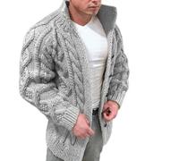 Men'S Knitted Cardigan,Stretchy Long Sleeve Stand Collar Twist Texture Thermal Sweater Coat Streetwear Knitwear Tops For Winter-Autumn Elegant Men'S Slim Fit Casual Jacket Knitted Tops,Dark Blue,Xxl