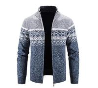 Men's Knitted Cardigan Sweater Coat Turn Down Collar Fleece Lined Zipper Winter Jumper Mock Collar Slim Fit Full Zip Jackets Cardigan with Hooded Pockets
