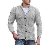 Mens Knitted Cardigan Thick Sweater V Neck Button Down Cotton Knitwear Slim Fit Cable Knit Button Up Cotton Sweater with Pockets Knitwear Outerwear