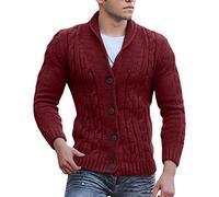 Mens Knitted Cardigan Thick Sweater V Neck Button Down Cotton Knitwear Slim Fit Cable Knit Button Up Cotton Sweater with Pockets Knitwear Outerwear