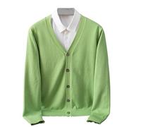 Mens Knitted Cardigan V Neck Button Jumper Plain Coloured Cardigans Lightweight Classic Soft Wool Jumpers Long Sleeve Knitwear Sweaters For Men Spring Army Green