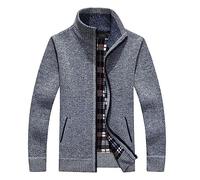 Mens Knitted Cardigans Full Front Zip Closure Zipper Cardigan Mens Full Zip Cardigan Thick Knitted Zipper Pattern Cardigan Sweater Full Zip Front Stand Collar Classic Knitwear Jumper