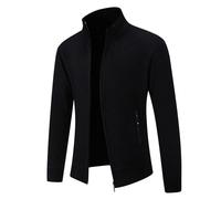 Mens Knitted Causal Cardigan Jumper Slim Fit Full Zip Jackets Full Zip Long Sleeve Knitted Open Edge Thicker Cardigan Cardigan with Hooded Pockets Black