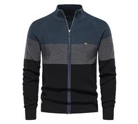 Mens Knitted Chunky Cardigan with Full Front Zipper Men's Full Zip Cardigan Sweater Turn Down Collar Fleece Lined Zipper Winter Jumper Sweatshirt Coat Autumn Winter Sherpa Lined Green