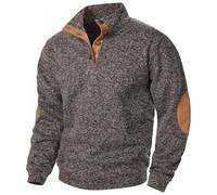 Men's Knitted Henley Neck Sweatshirt Softsell Standing Collar 1/4 Button up Pullover Neck Jumper Retro Long Sleeve Heavy Autumn Winter Sweater Smart Thermal Jumpers Coffee