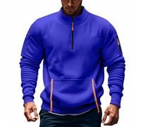 Men's Knitted Henley Neck Sweatshirt Softsell Standing Collar 1/4 Zipper up Pullover Mock Neck Cargo Fleece Jumper Retro Flannel Long Sleeve Muti Pocket Heavy Winter Sweater Smart Thermal Jumpers