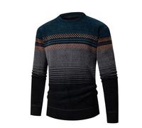 Mens Knitted Jumper Crew Neck Long Sleeve Knitwear Fleece Lined Pullover Color Block Knit Sweater Thick Thermal Jumper Undershirt Tops Casual Work Jumpers Autumn Winter Warm Smart Jumper Navy