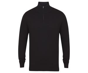 Mens Knitted Jumper Plain Quarter 1/4 Zip Neck Pullover Sweater Henbury XS - 4XL