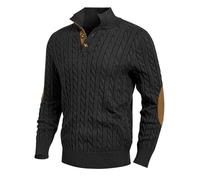 Mens Knitted Jumper, Turtleneck Pullover Sweater, Cable Knit Jumpers, Thick Thermal Long Sleeve Knitwear Solid Color Button-Down Sweater Casual Work Jumper Autumn Winter Warm Smart Jumper