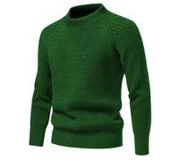 Mens Knitted Jumpers, Chunky Fisherman Jumper, Crew Neck Cotton Sweater, Thick Thermal Pullover Knitwear Raglan Sleeve Work Jumper Golf Sweater Autumn Winter Casual Warm Solid Color Jumpers
