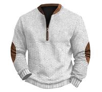 Men's Knitted Pullover Half Zip Pullover Basic Turtleneck Pullover Cardigan Zip Cardigan Stand-Up Collar Fine Strike Sweaters Winter Sweatshirt Thick Sweatshirt Cotton Top, White, XL