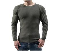 Men's Knitted Pullover with Crew Neck - Pullover for Men Cotton Sweater Fine Knit Patchwork Cotton Mix Long Sleeve Shirt Winter Jumper Plain Warm Sweatshirt for Winter and Autumn