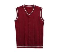 Men's Knitted Sleeveless Tank Top Mens Sleeveless V Neck Plain Sweater Vest Casual Vest Gentleman Tank Tops Slim Fit Diamond Pattern Knitwear