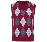 Men's Knitted Sleeveless Tank Top V Neck Knitted Slipover Vest with Classic Diamond Pattern Casual Lightweight Sweater Vest for Layering, X-Large, Maroon